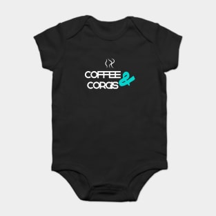 Coffee And Corgis Dog Design Baby Bodysuit